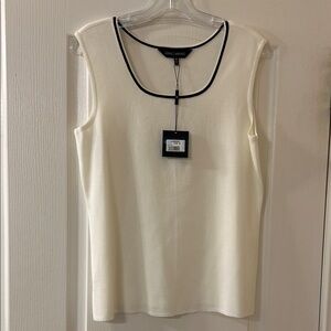 Ming Wang Ivory Sleeveless Tank Top